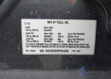 2023 Tesla Model Y Awd/Long Range Dual Motor All-Wheel Drive from USA, damaged, VIN 7SAYGDEE6PF844200
